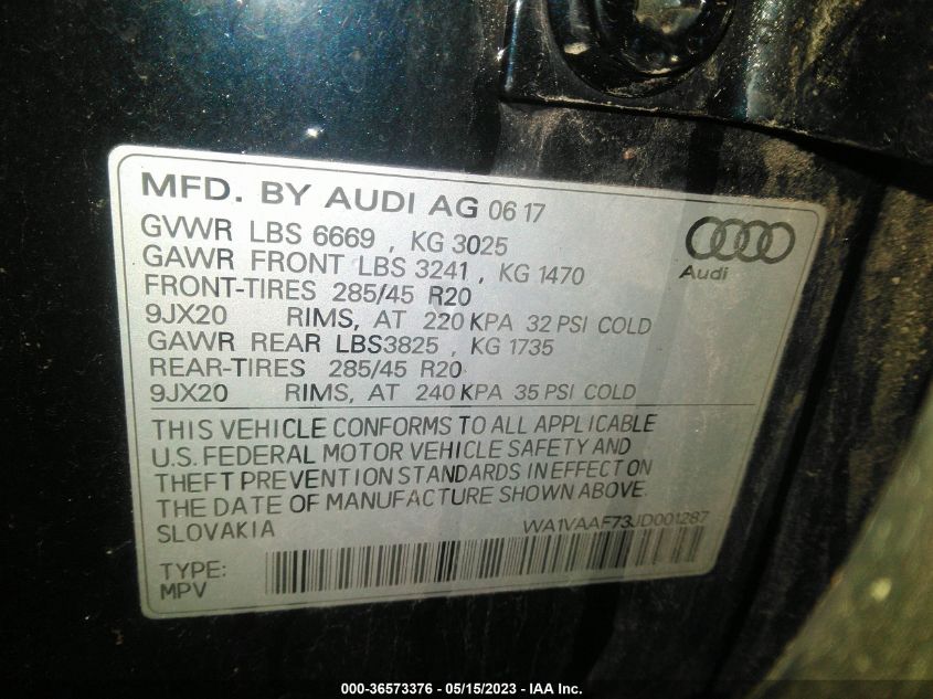 2018 AUDI Q7 PRESTIGE - WA1VAAF73JD001287