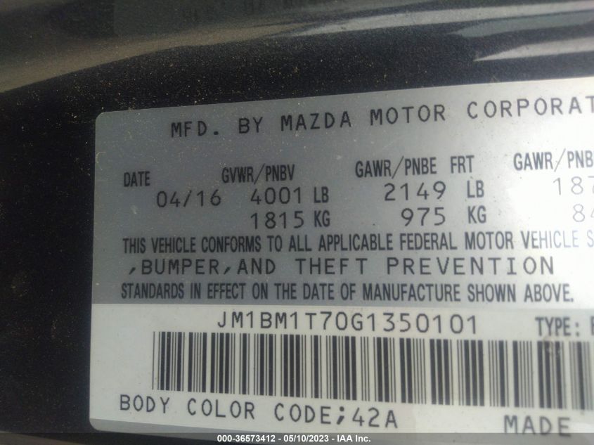 2016 MAZDA MAZDA3 I SPORT - JM1BM1T70G1350101