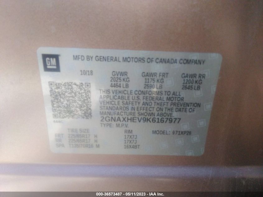 2019 CHEVROLET EQUINOX LS - 2GNAXHEV9K6167977
