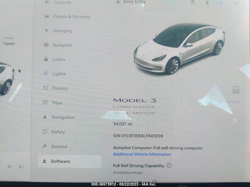 VIN 5YJ3E1EB8LF601239 2020 TESLA MODEL 3 LONG RANGE
