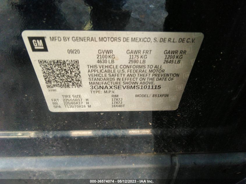 2021 CHEVROLET EQUINOX LS - 3GNAXSEV8MS101115