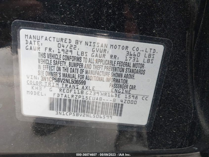 2022 NISSAN KICKS S - 3N1CP5BV2NL506599