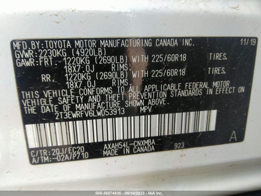 2020 TOYOTA RAV4 HYBRID XSE - 2T3EWRFV6LW053913