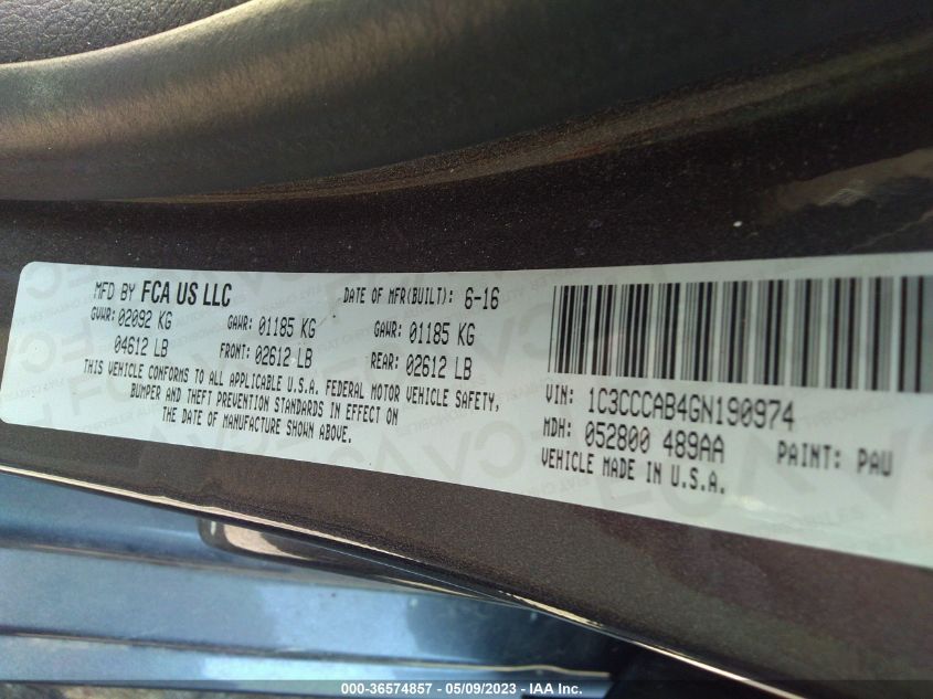 2016 CHRYSLER 200 LIMITED - 1C3CCCAB4GN190974