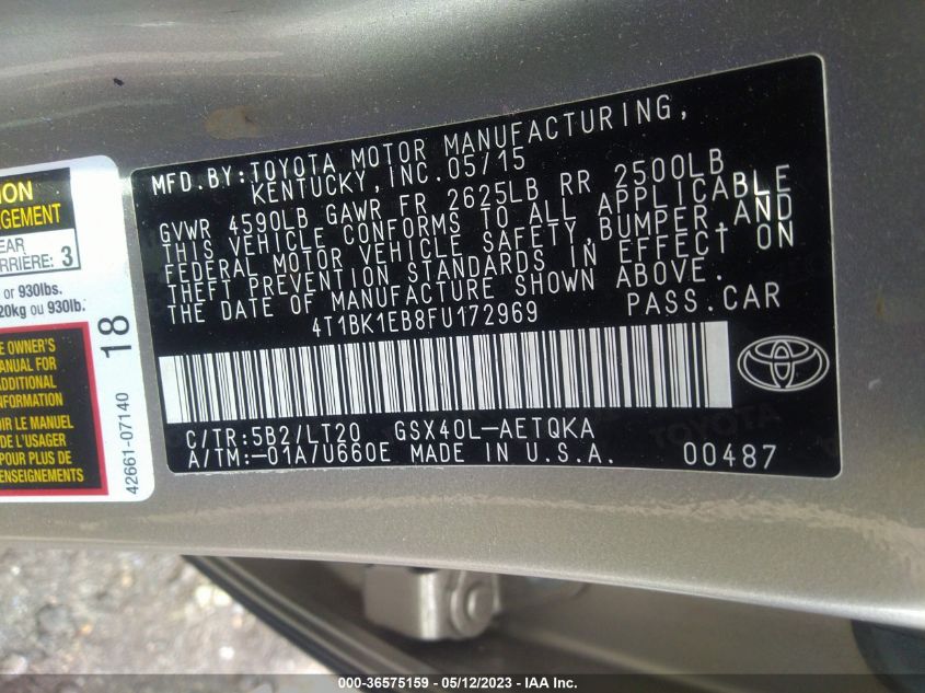 2015 TOYOTA AVALON LIMITED - 4T1BK1EB8FU172969