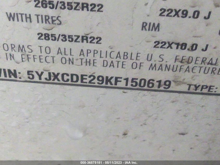 2019 TESLA MODEL X - 5YJXCDE29KF150619