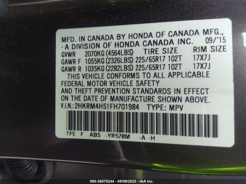 2015 HONDA CR-V EX - 2HKRM4H51FH701984