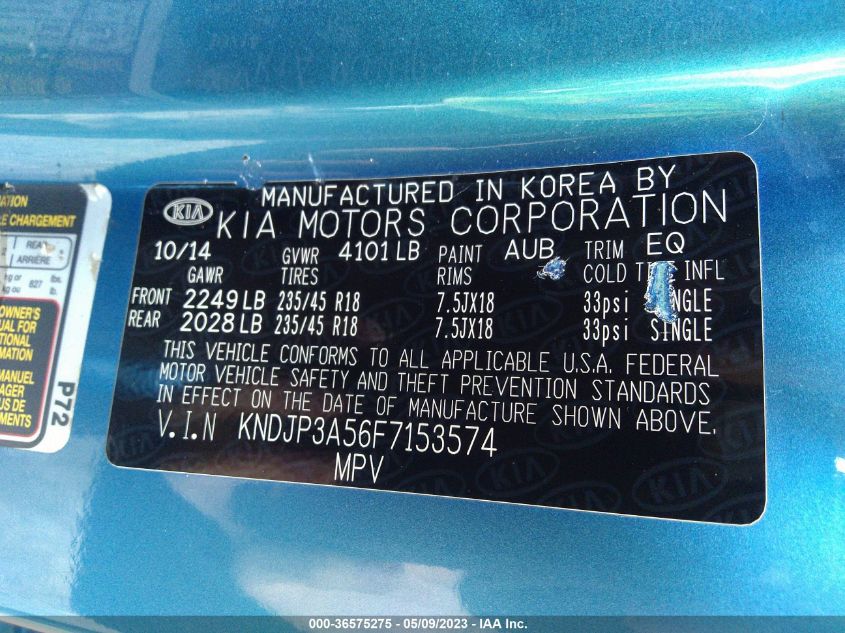 2015 KIA SOUL + - KNDJP3A56F7153574