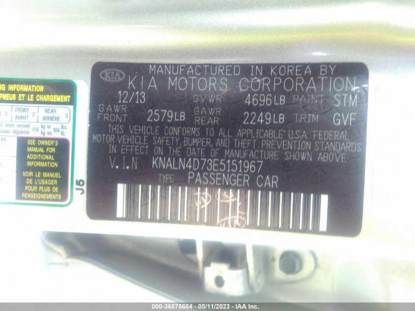 2014 KIA CADENZA PREMIUM - KNALN4D73E5151967