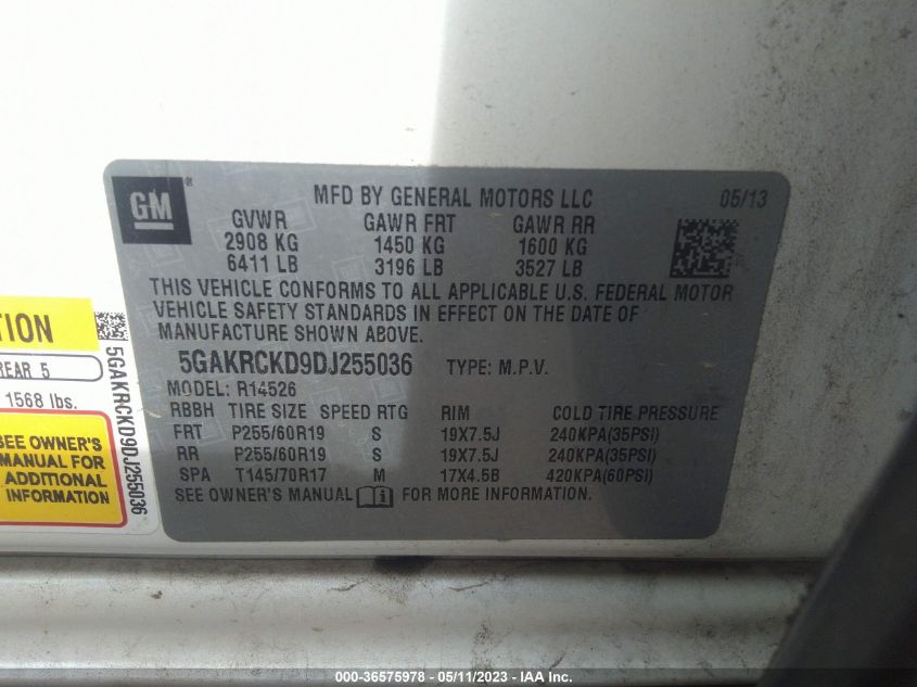 2013 BUICK ENCLAVE LEATHER - 5GAKRCKD9DJ255036