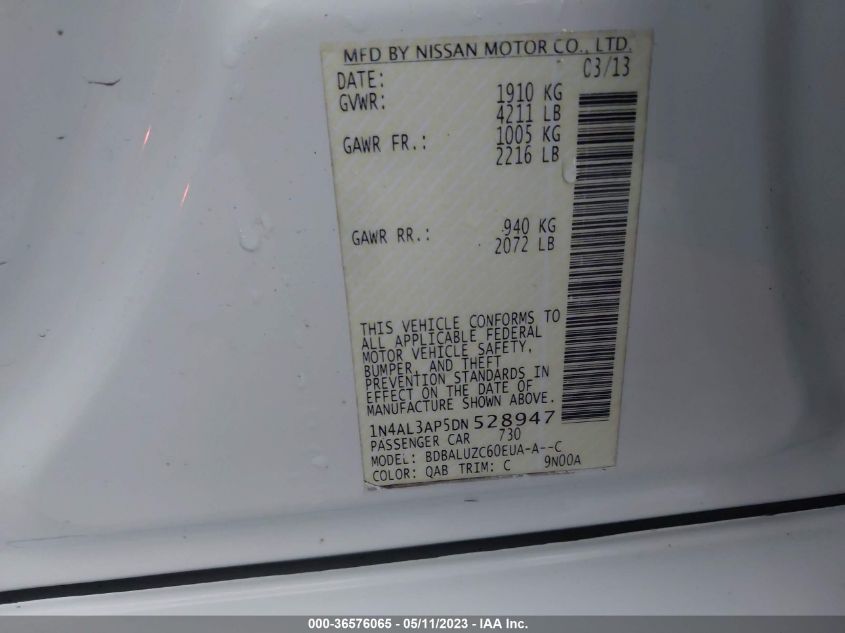 2013 NISSAN ALTIMA 2.5 SV - 1N4AL3AP5DN528947