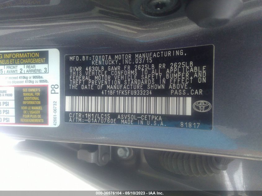 2015 TOYOTA CAMRY XSE - 4T1BF1FK5FU933234