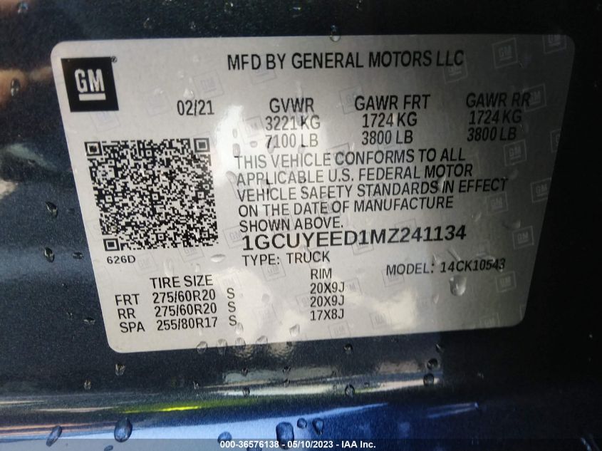 2021 CHEVROLET SILVERADO 1500 RST - 1GCUYEED1MZ241134
