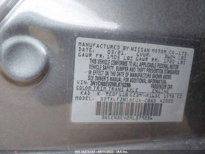 2021 NISSAN VERSA SV - 3N1CN8EV2ML879286