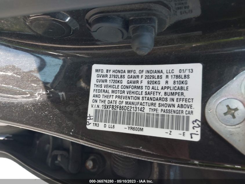 2013 HONDA CIVIC SDN EX - 19XFB2F86DE213142