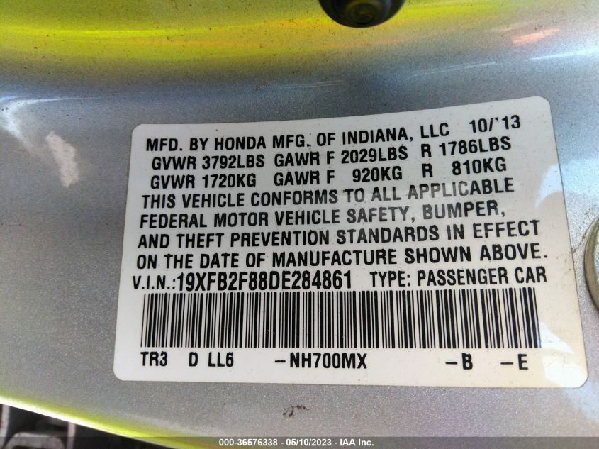 2013 HONDA CIVIC SDN EX - 19XFB2F88DE284861