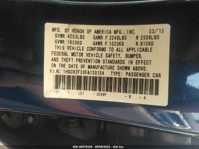 2015 HONDA ACCORD SEDAN LX - 1HGCR2F30FA130154
