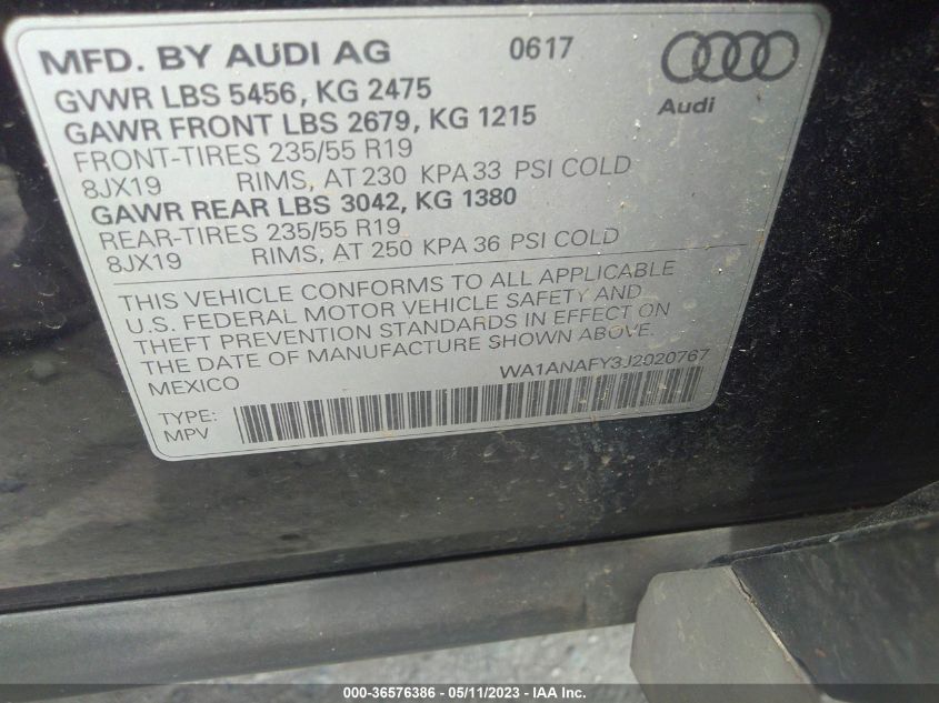 2018 AUDI Q5 PREMIUM/TECH PREMIUM - WA1ANAFY3J2020767