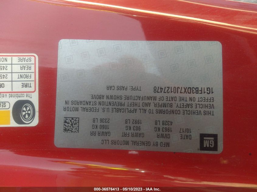 2018 CHEVROLET CAMARO 1LT - 1G1FB3DX7J0127478