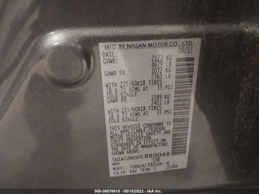 2015 NISSAN ROGUE SL - 5N1AT2MVXFC889048