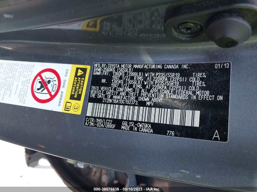 2013 LEXUS RX 350 - 2T2BK1BA1DC192373