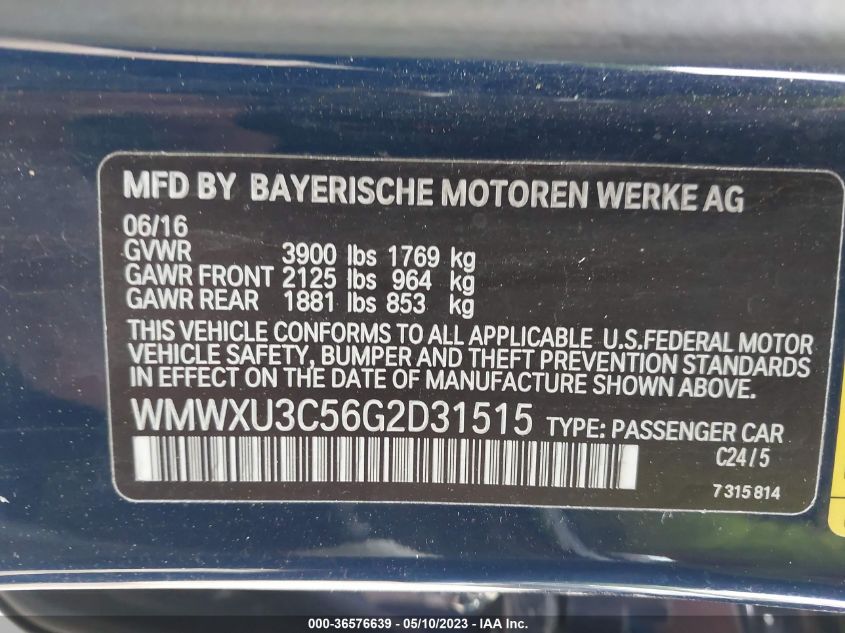2016 MINI COOPER HARDTOP 4 DOOR S - WMWXU3C56G2D31515