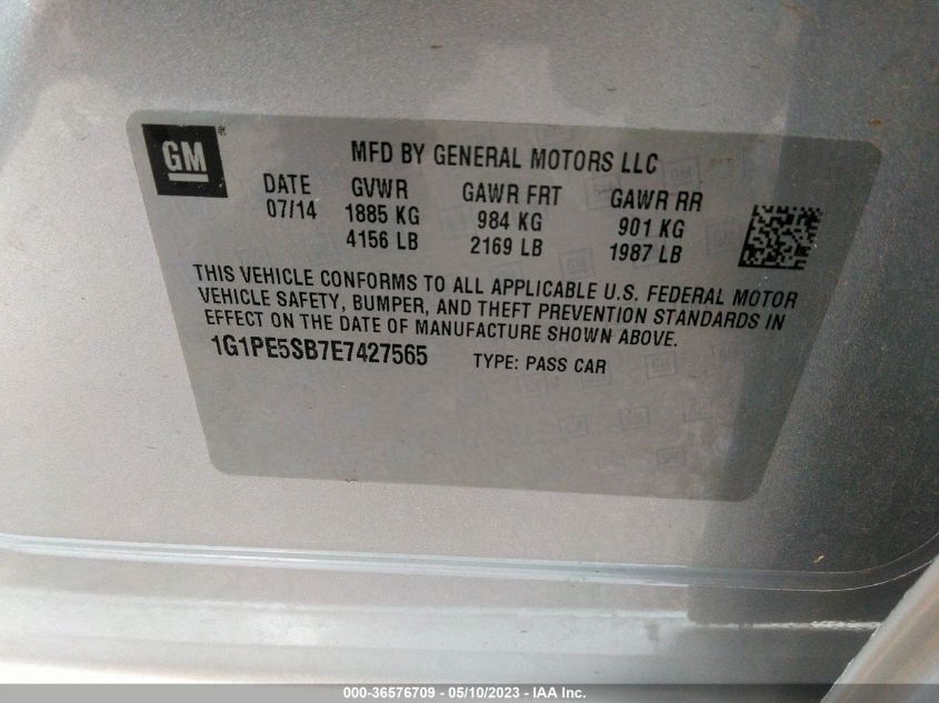 2014 CHEVROLET CRUZE 2LT - 1G1PE5SB7E7427565