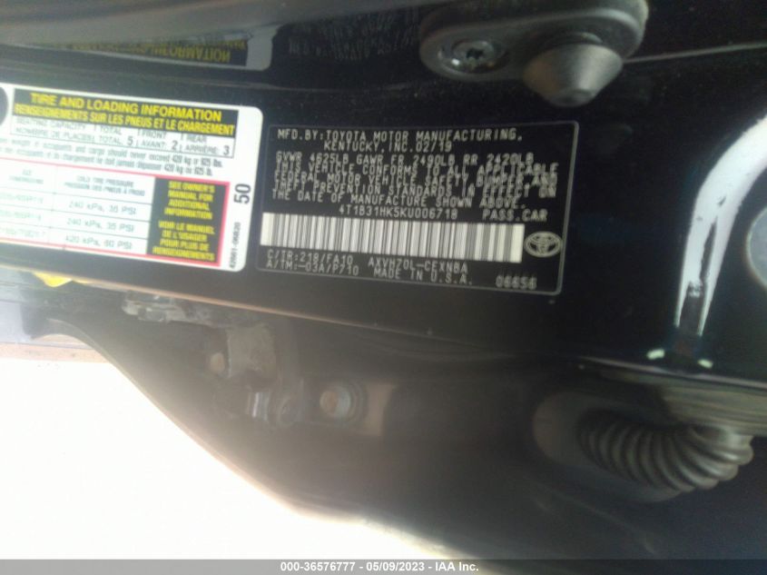 2019 TOYOTA CAMRY HYBRID LE - 4T1B31HK5KU006718