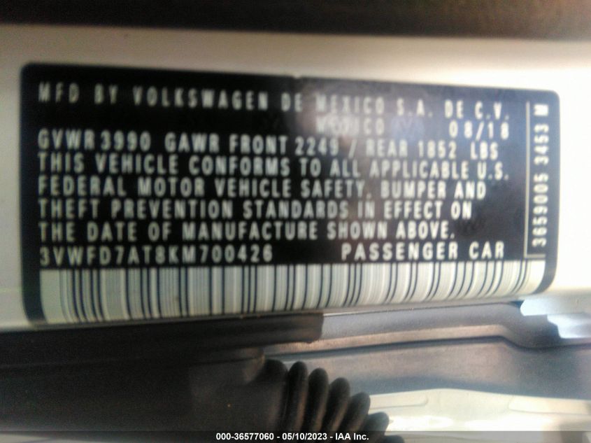 2019 VOLKSWAGEN BEETLE S/FINAL EDITION SE - 3VWFD7AT8KM700426