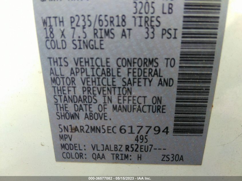 2014 NISSAN PATHFINDER S - 5N1AR2MN5EC617794