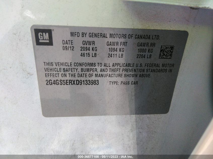 2013 BUICK REGAL PREMIUM 1 - 2G4GS5ERXD9133983