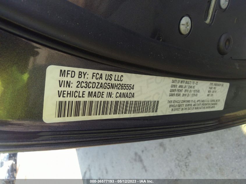 2022 DODGE CHALLENGER SXT - 2C3CDZAG5NH265554