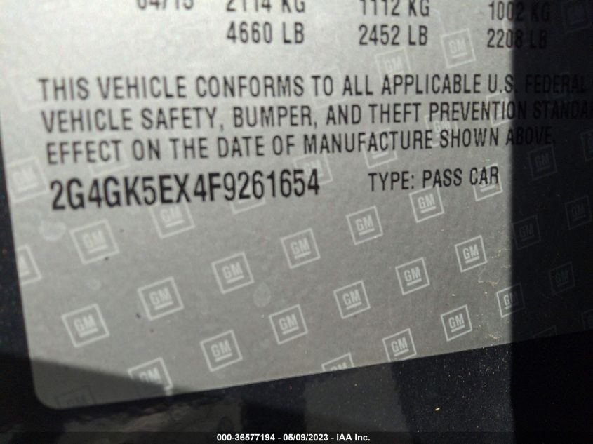 2015 BUICK REGAL - 2G4GK5EX4F9261655