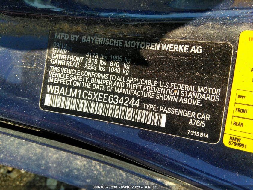 2014 BMW Z4 SDRIVE35IS WBALM1C5XEE634244