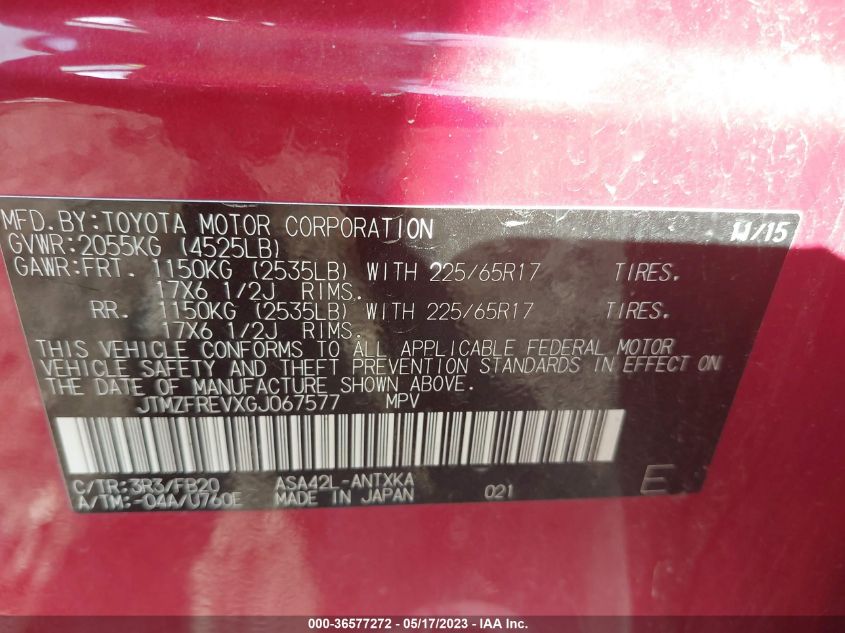 2016 TOYOTA RAV4 LE - JTMZFREVXGJ067577