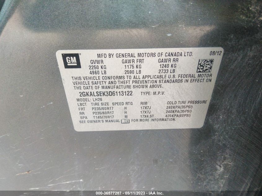 2013 GMC TERRAIN SLE - 2GKALSEK3D6113122