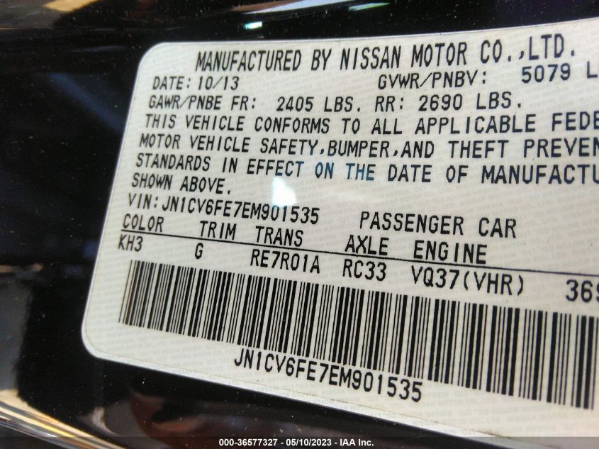 2014 INFINITI Q60 CONVERTIBLE - JN1CV6FE7EM901535