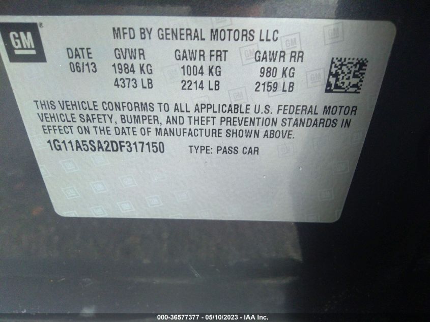 2013 CHEVROLET MALIBU LS - 1G11A5SA2DF317150