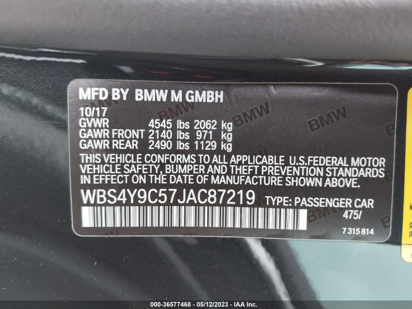 2018 BMW M4 - WBS4Y9C57JAC87219