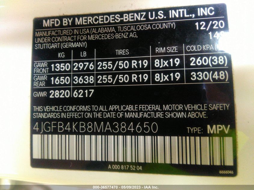2021 MERCEDES-BENZ GLE GLE 350 - 4JGFB4KB8MA384650