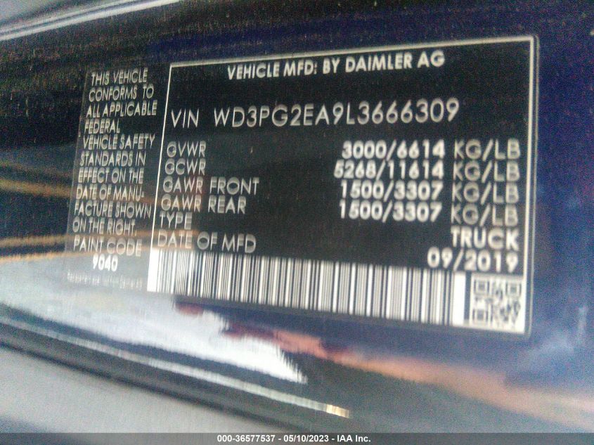 2020 MERCEDES-BENZ METRIS CARGO VAN - WD3PG2EA9L3666309
