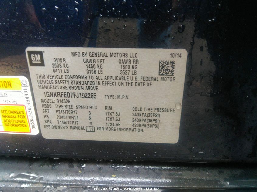 2015 CHEVROLET TRAVERSE LS - 1GNKRFED7FJ192265