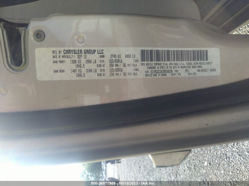 2013 DODGE GRAND CARAVAN SXT - 2C4RDGCGXDR550296