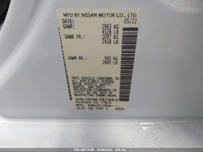 2022 NISSAN ALTIMA 2.5 S - 1N4BL4BV4NN387863