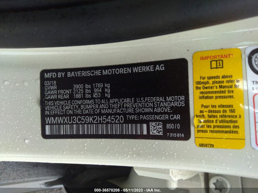 2019 MINI HARDTOP 4 DOOR COOPER S WMWXU3C59K2H54520