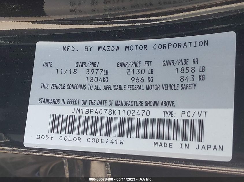 2019 MAZDA MAZDA3 GS - JM1BPAC78K1102470