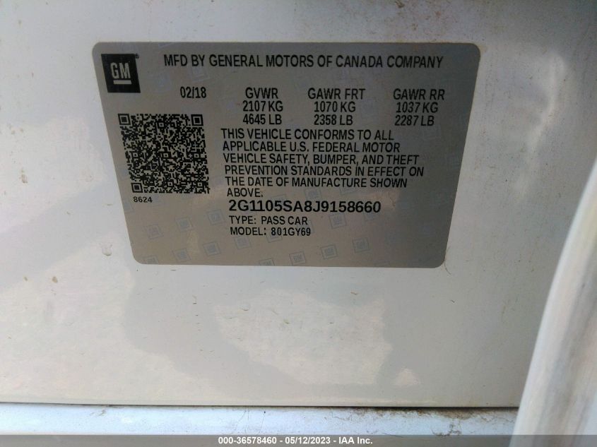 2018 CHEVROLET IMPALA LT - 2G1105SA8J9158660
