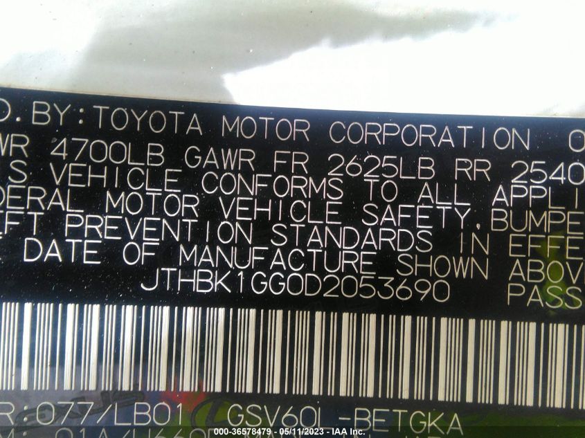 2013 LEXUS ES 350 4DR SDN - JTHBK1GG0D2053690