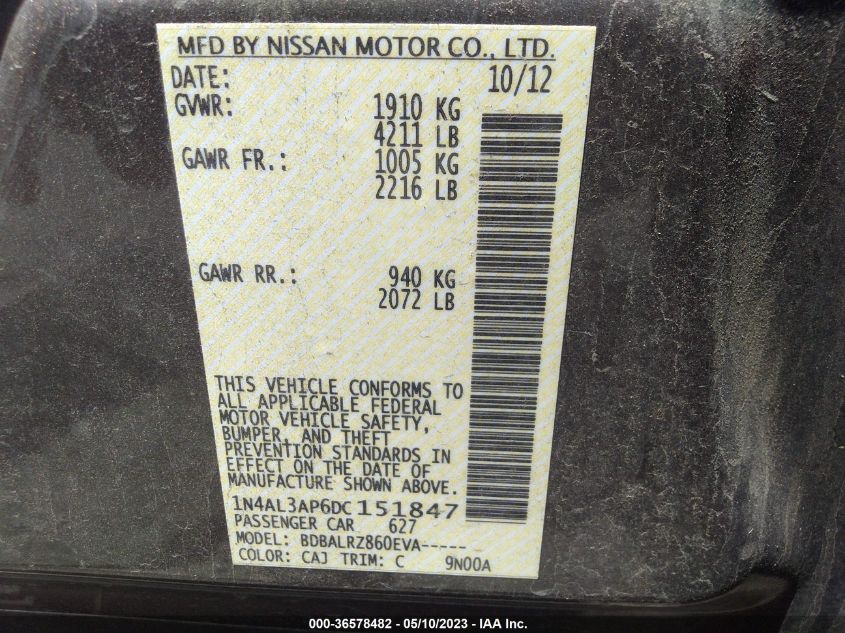 2013 NISSAN ALTIMA 2.5 S - 1N4AL3AP6DC151847