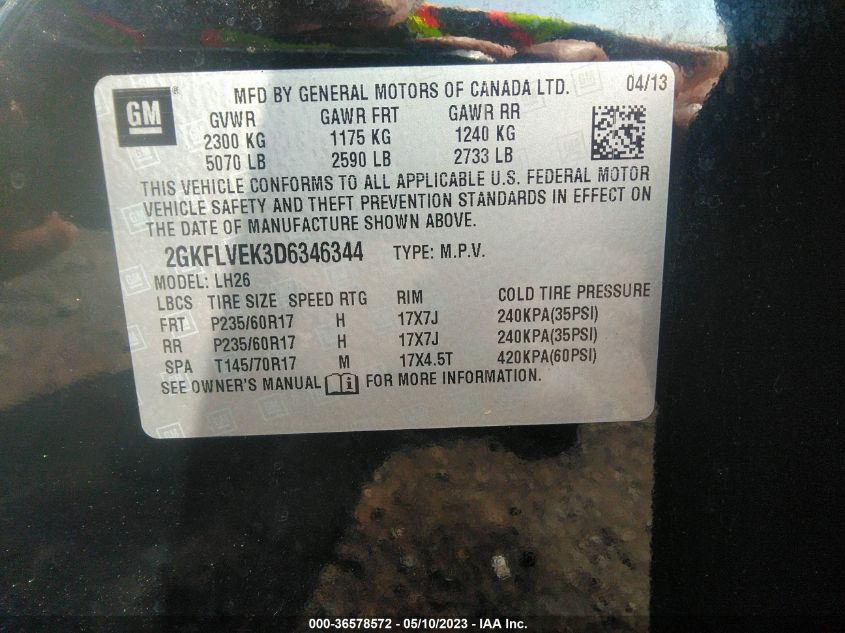 2013 GMC TERRAIN SLT - 2GKFLVEK3D6346344